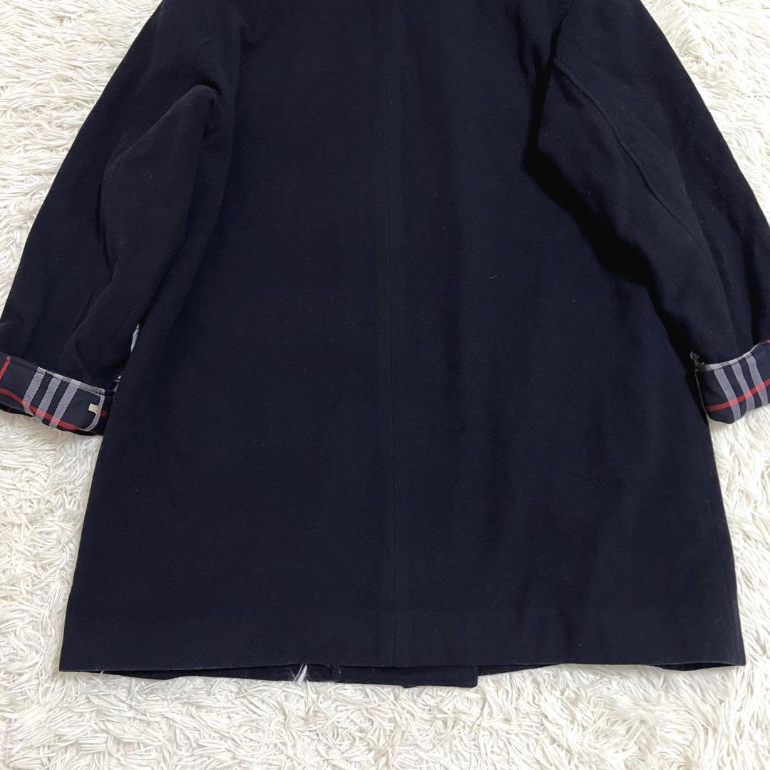 バーバリー フードコート ダブル チェック 金ボタン　 キルティング ネイビーM