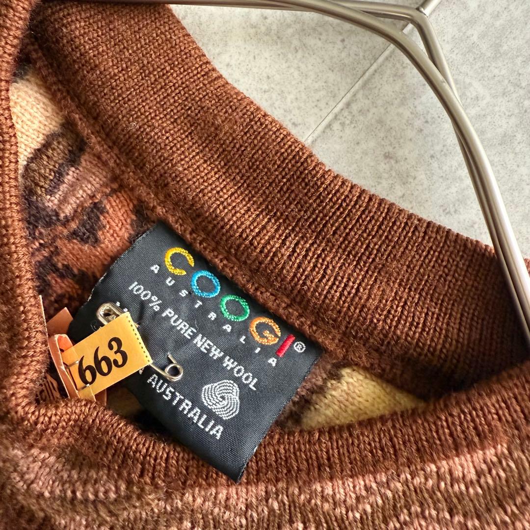 クージー　3D編みニット　セーター　マルチカラー　ブラウン系　長袖