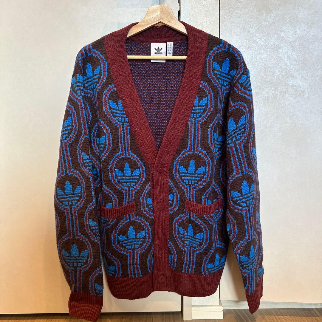 adidas カーディガン XS バーガンディ/ブルー