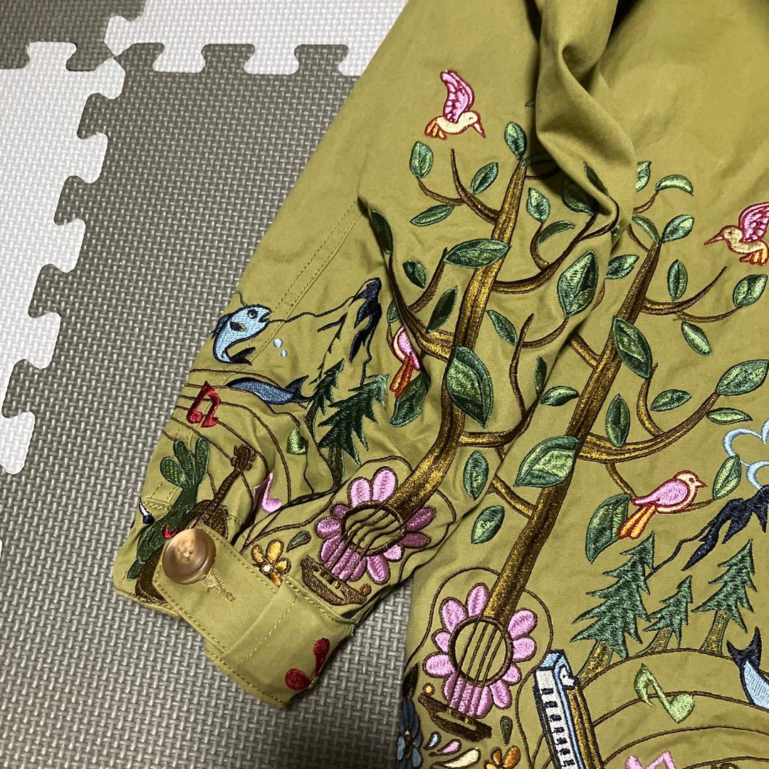 超美品 go slow caravan コードクロスパネル 刺繍 モッズコート