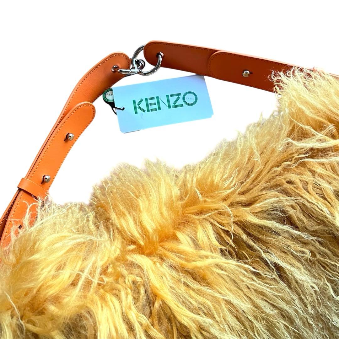 KENZO ファー付きベルト オレンジ 新品未使用 タグ付き