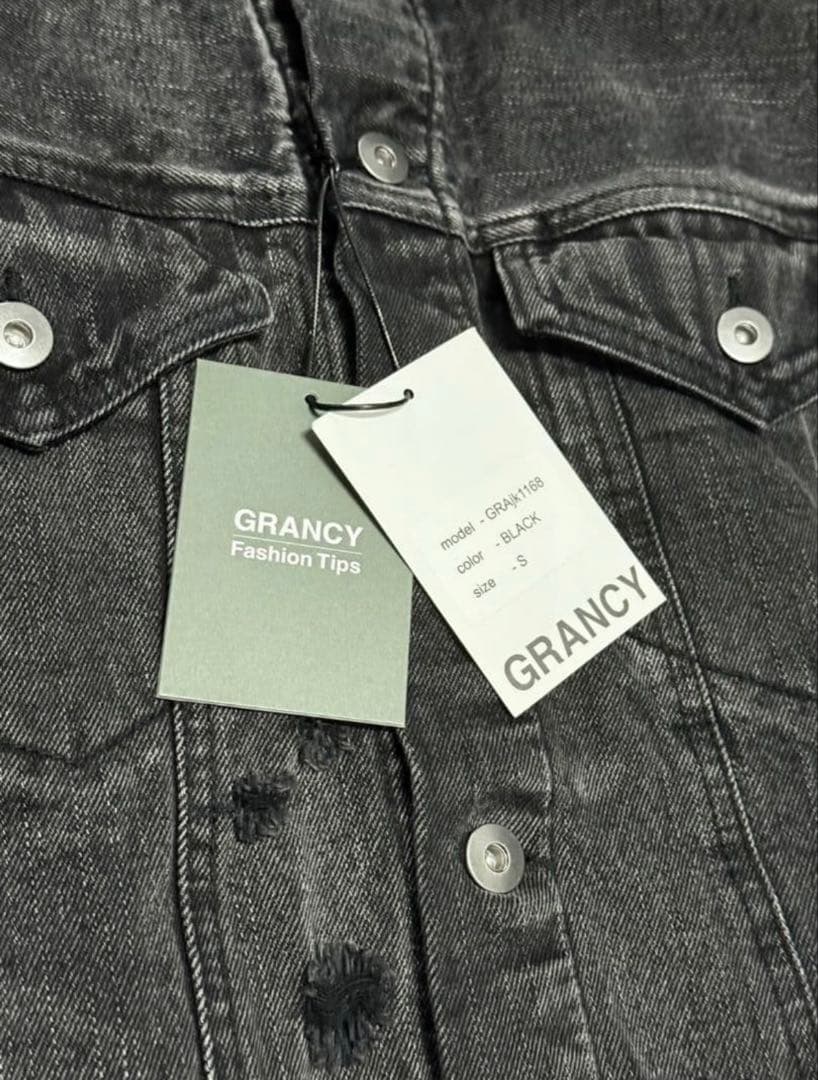 【GRANCY】スウェットドッキングデザインダメージデニムジャケット