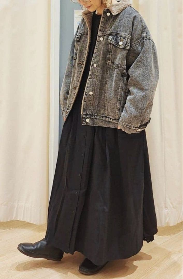 今季　サマンサモスモス　デニムボアジャケット　ブラック　未使用タグ付