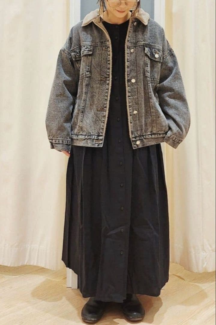 今季　サマンサモスモス　デニムボアジャケット　ブラック　未使用タグ付