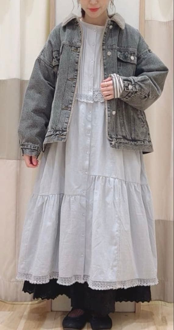 今季　サマンサモスモス　デニムボアジャケット　ブラック　未使用タグ付