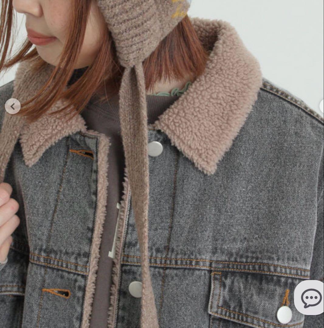 今季　サマンサモスモス　デニムボアジャケット　ブラック　未使用タグ付