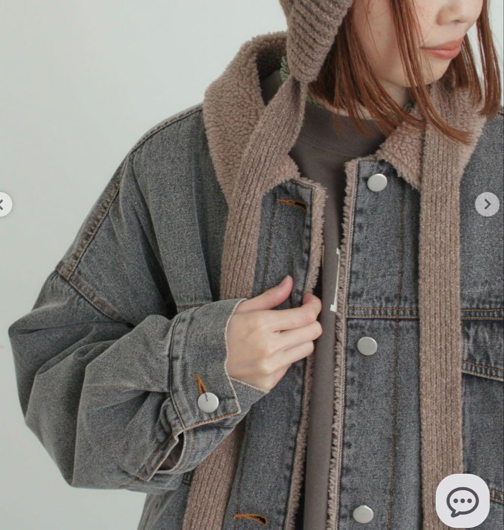 今季　サマンサモスモス　デニムボアジャケット　ブラック　未使用タグ付