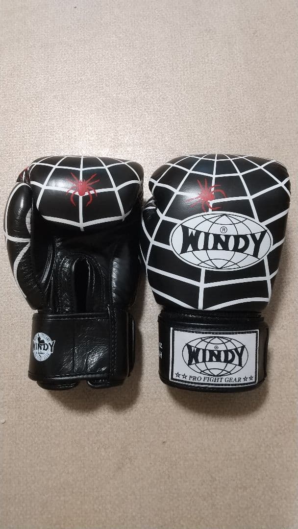 本革製WINDY ボクシンググローブ スパイダー10oz 黒