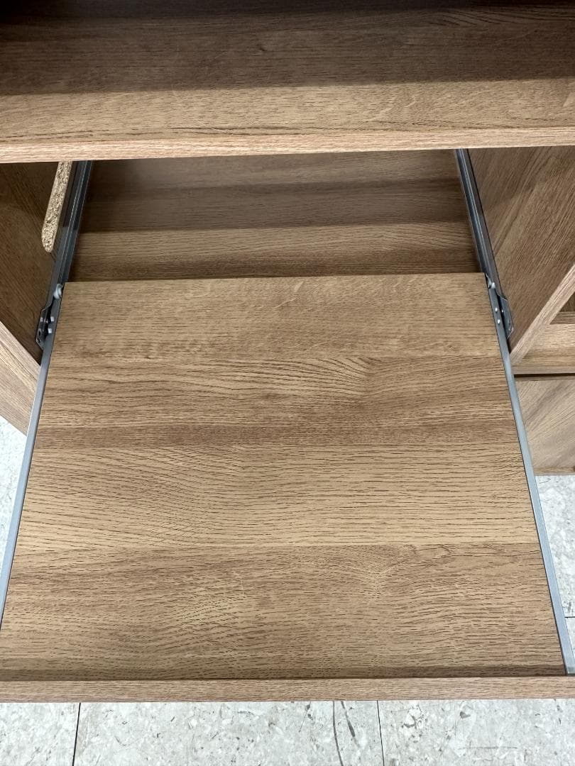 LOWYA 伸縮式キッチンカウンター 食器棚 ブラウン