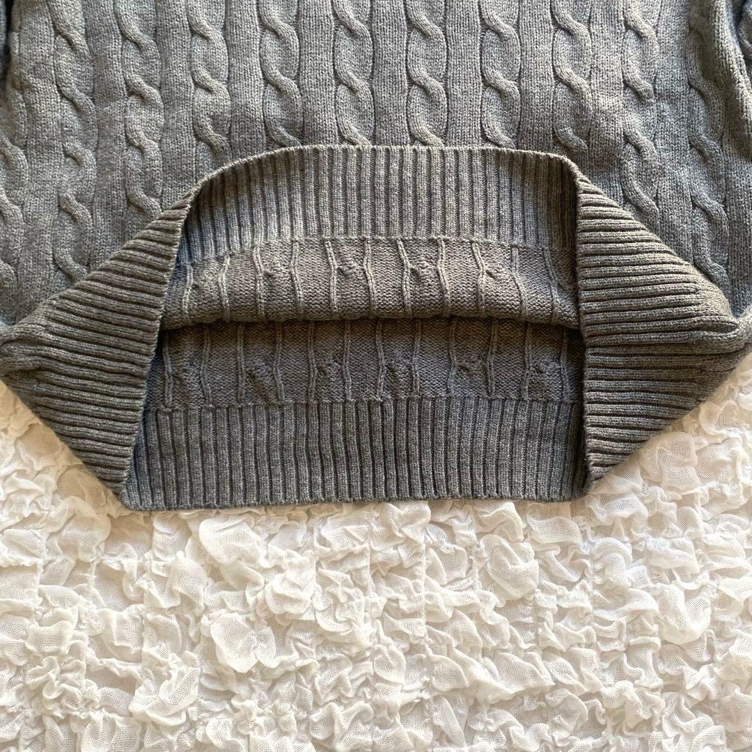 POLO RALPH LAUREN ケーブルニット グレー ロゴ刺繍 綿100％