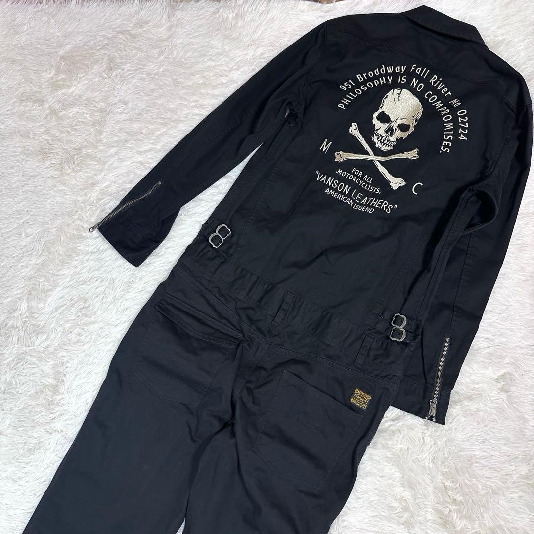 【美品】Vanson Leathers ブラックオーバーオール