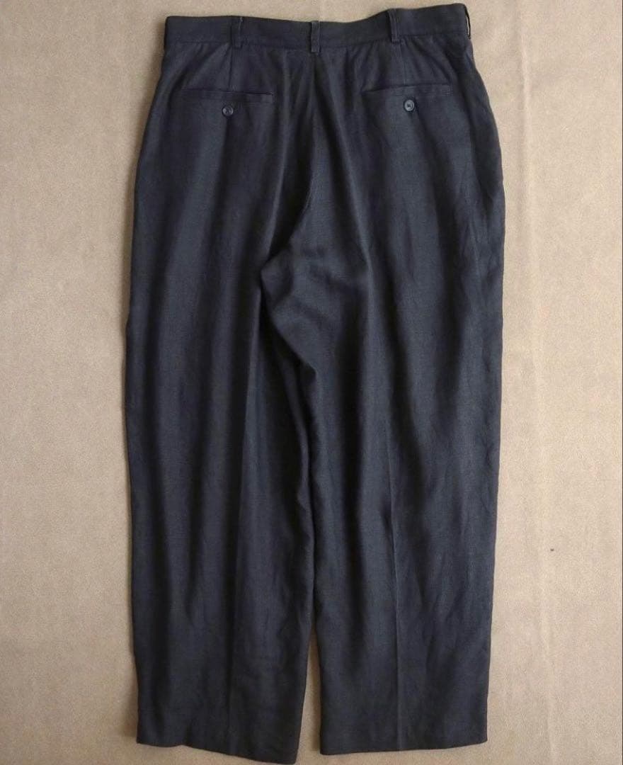 90s DKNY ブラックリネンスラックス 2タック ビンテージ 50s 60s