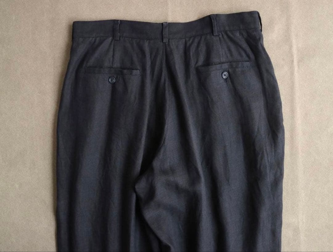 90s DKNY ブラックリネンスラックス 2タック ビンテージ 50s 60s
