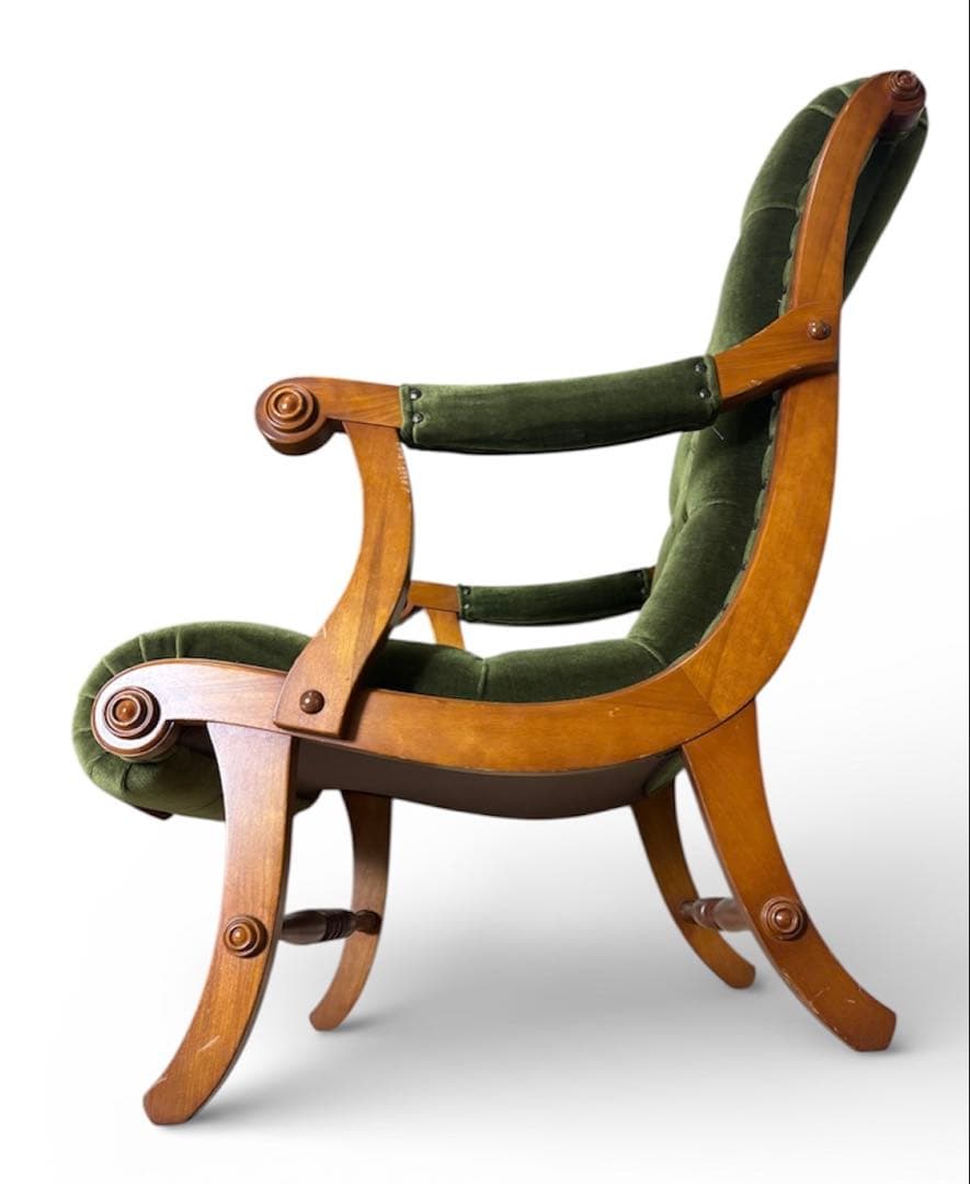 横浜ダニエル アームチェア ヴィンテージ グリーン 木製 1人掛け