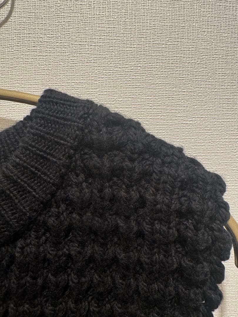 HYKE☆WAFFLE KNIT SWEATER TOP WITH FRINGE