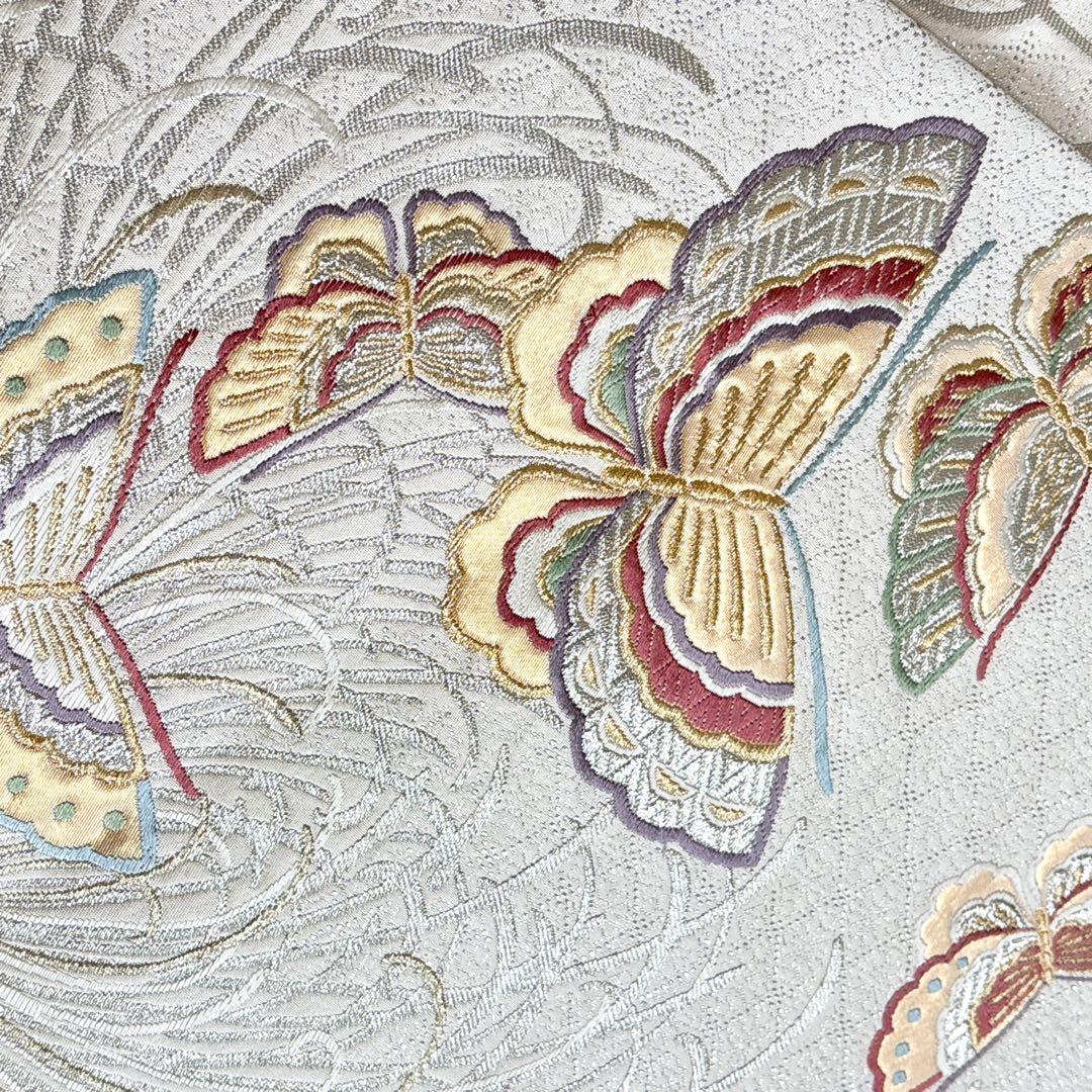 AA19袋帯 六通柄 金銀糸　唐織　蝶紋　正絹 着物