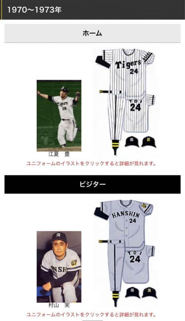 阪神タイガース　ユニホーム　復刻版　昭和48年　ビジター