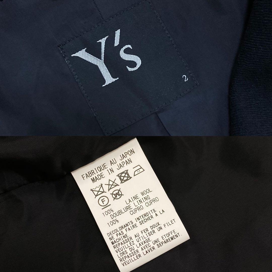 Y's ワイズ ウール ステンカラーコート 黒2