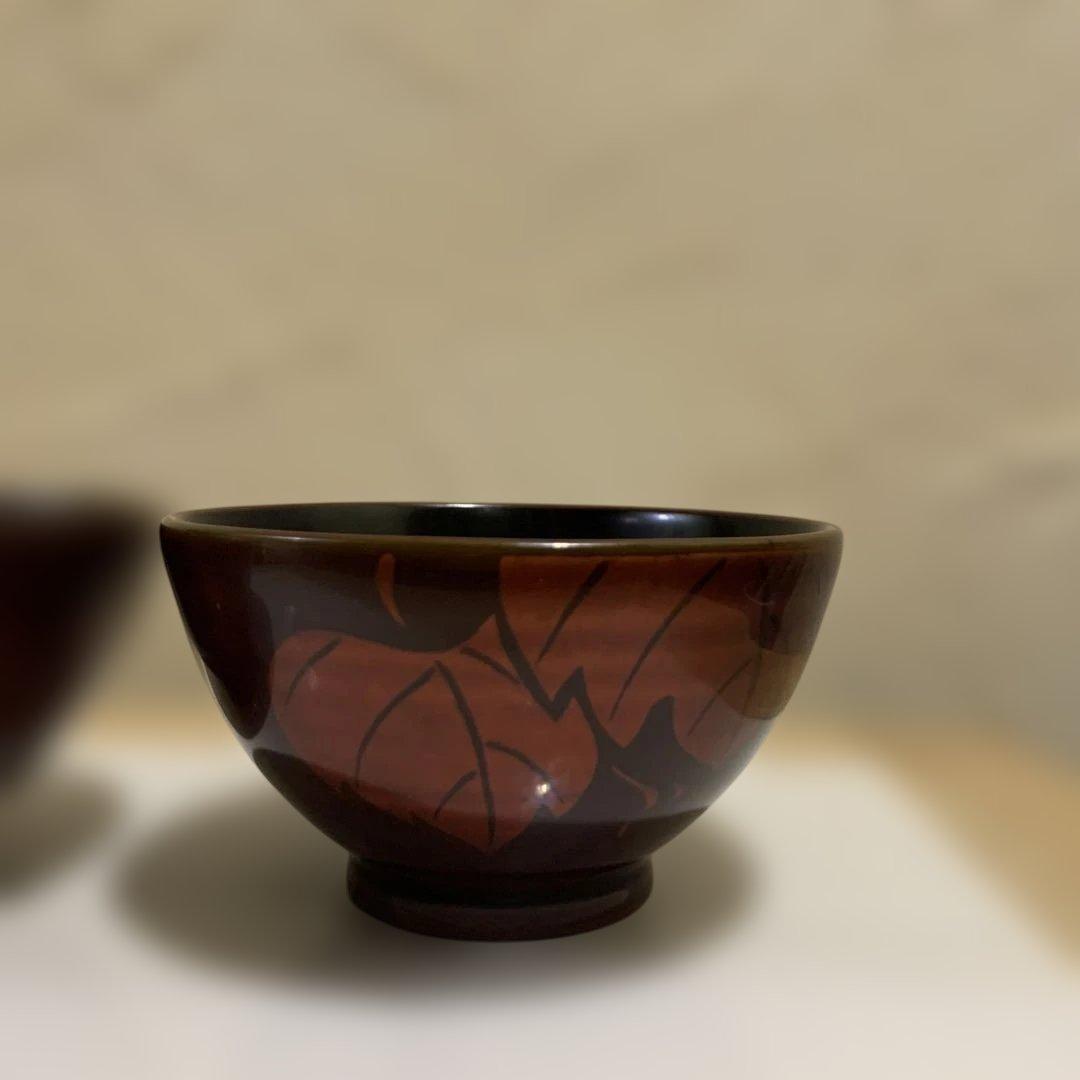 輪島塗　高洲堂　椀　黄溜塗　霞蒔絵