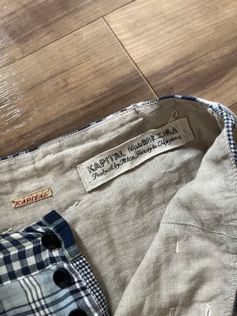 kapital キャピタル　チェック柄バルーンパンツ　ブルー