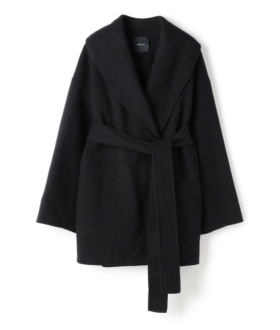 新品　タグ付き　ノーク　ウールメルトンミドルリバーコート　黒