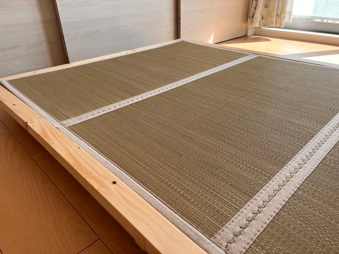 い草畳ベッド3段階高さ調整 単身サイズ ナチュラル 生成り(目積織) No.2