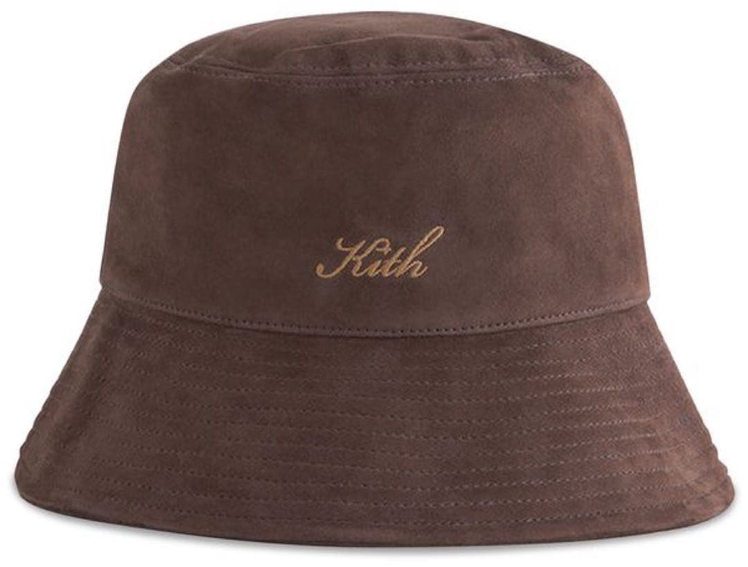 新品定価25,850円【KITH】本革ゴートスウェード レザーバケットハット茶