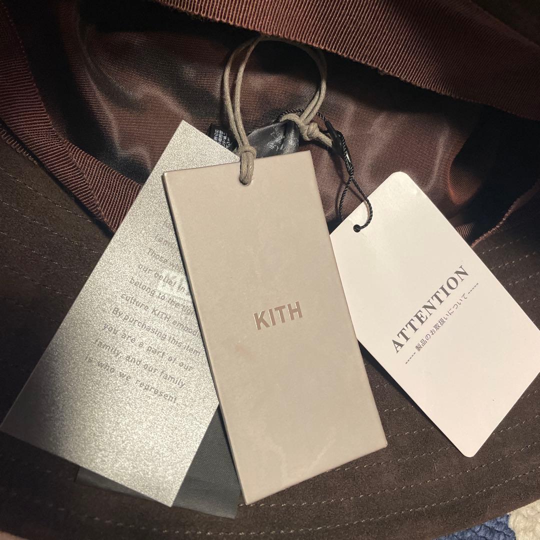 新品定価25,850円【KITH】本革ゴートスウェード レザーバケットハット茶