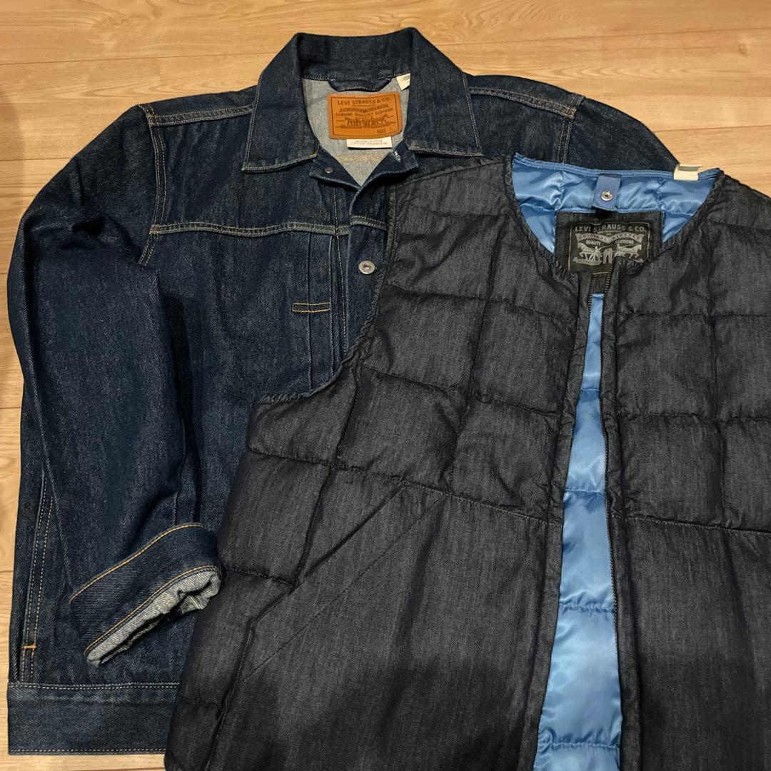 Levi's ダークブルー デニムジャケット　ダウンベスト付き