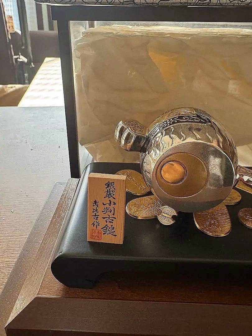 武比古作 銀製置物 銀製小判古槌 縁起物 福運招来 商売繁盛