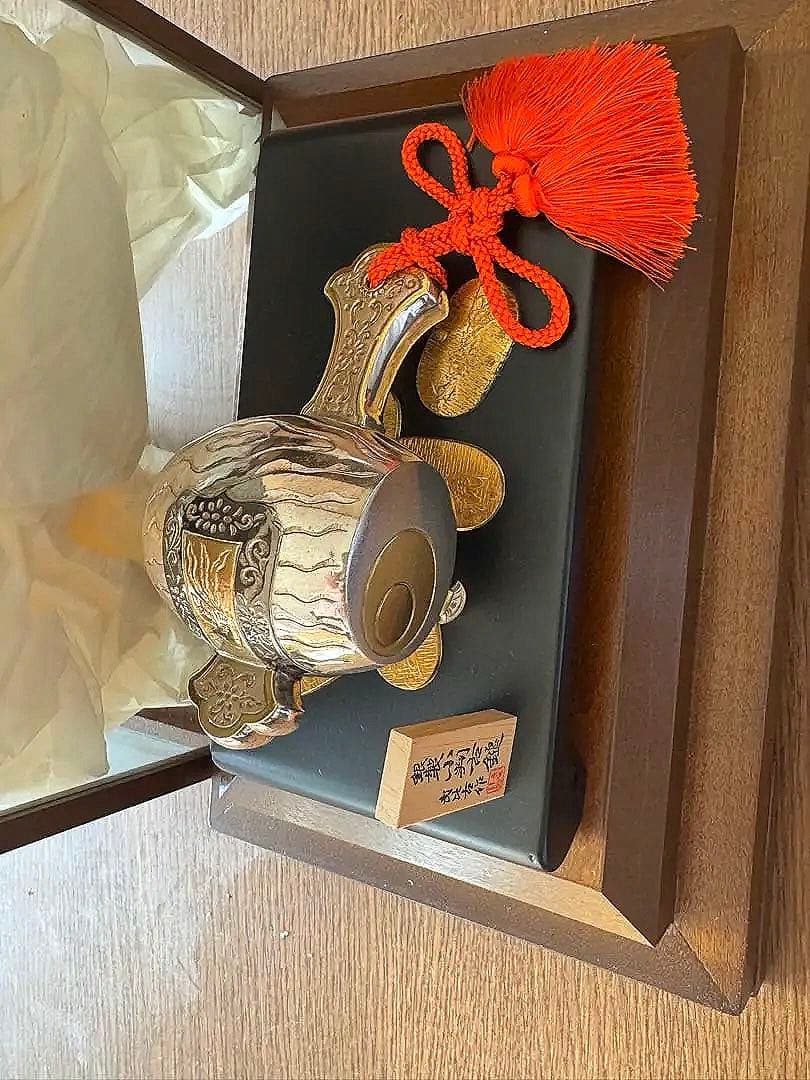 武比古作 銀製置物 銀製小判古槌 縁起物 福運招来 商売繁盛