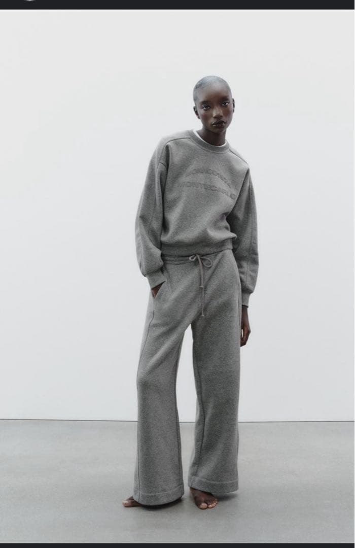 zara グリッターテキストスウェット セットアップ