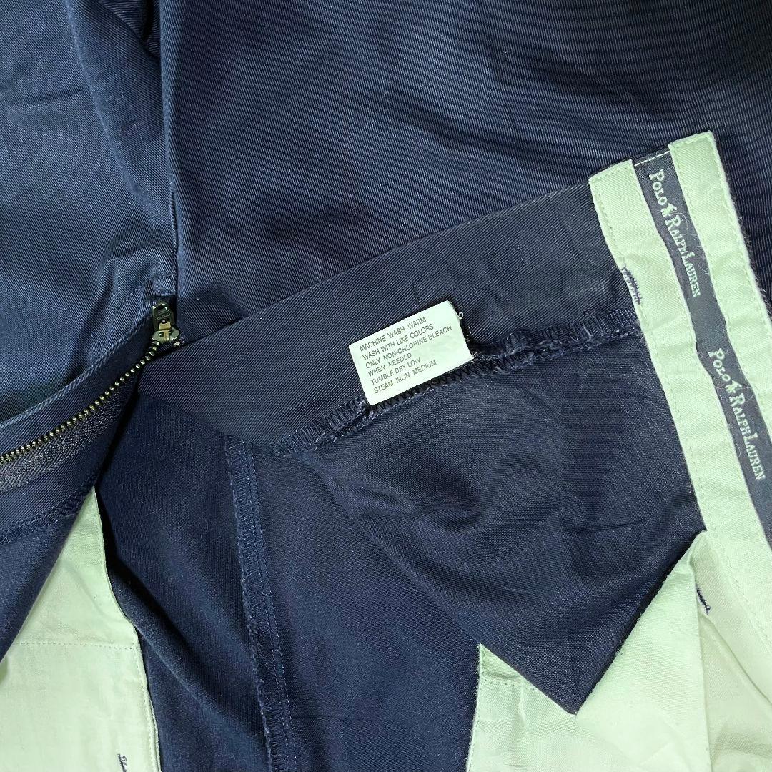 90-00s POLO ラルフローレン ポロチノ タック入り 36 ネイビー