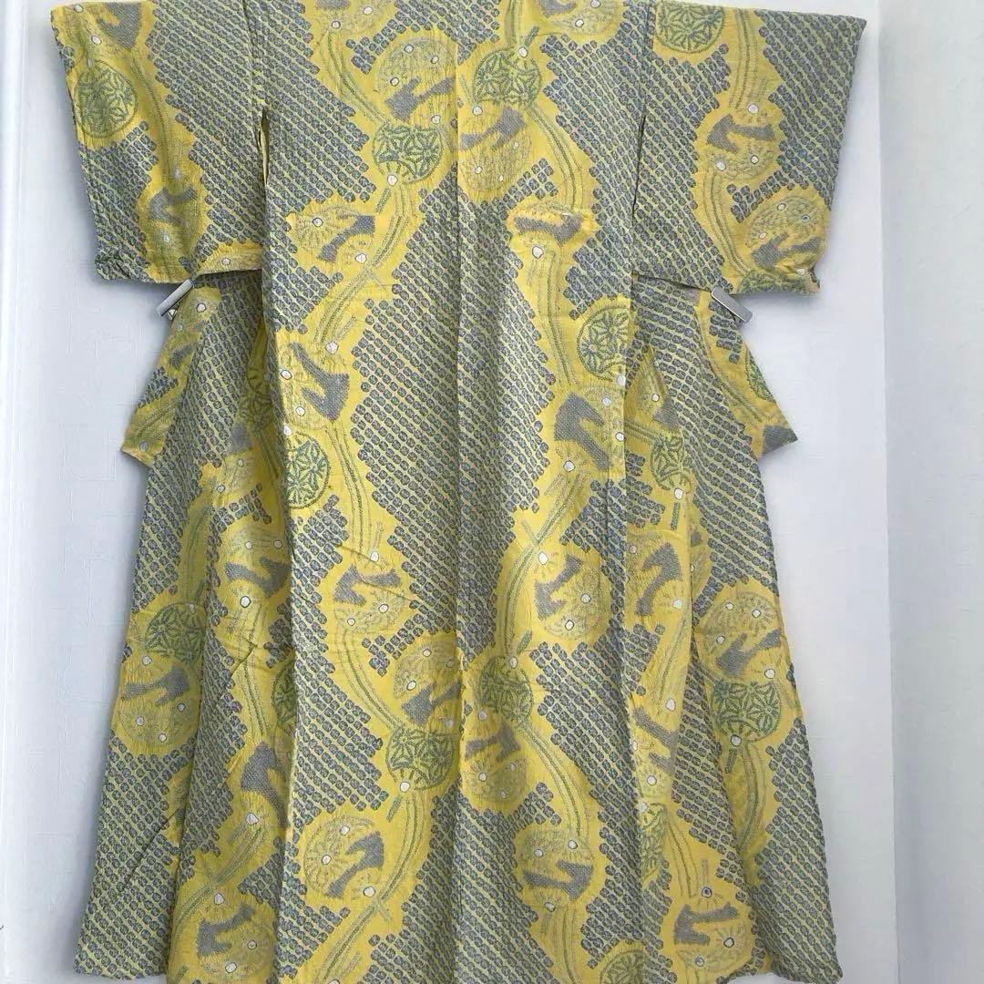 ヒタル 有松絞り浴衣・有松鳴海絞り　158cm マスタードカラーN222