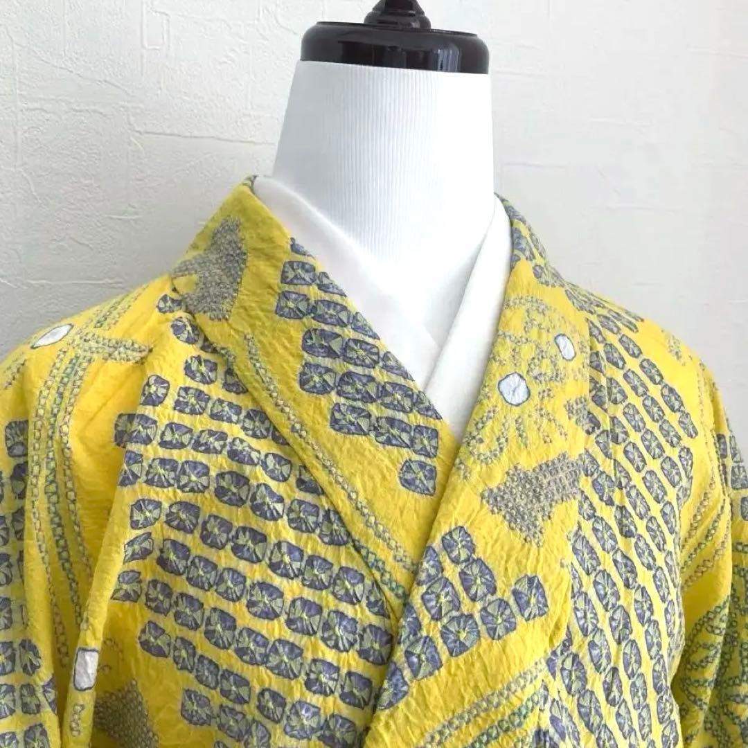 ヒタル 有松絞り浴衣・有松鳴海絞り　158cm マスタードカラーN222