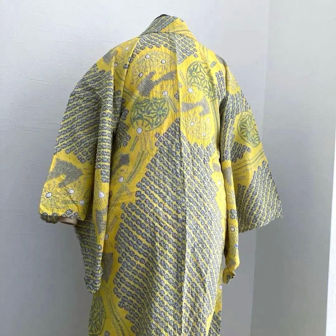 ヒタル 有松絞り浴衣・有松鳴海絞り　158cm マスタードカラーN222