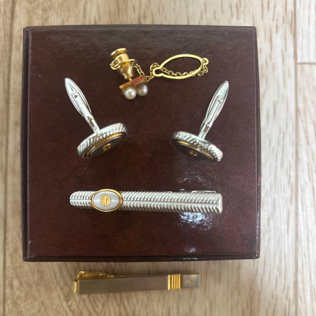 dunhillとDiorカフスボタンとネクタイピンセット