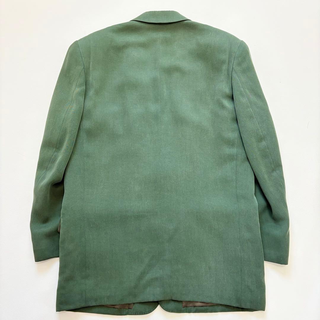 【希少】ChristianDior テーラードジャケット グリーン　総柄　微光沢