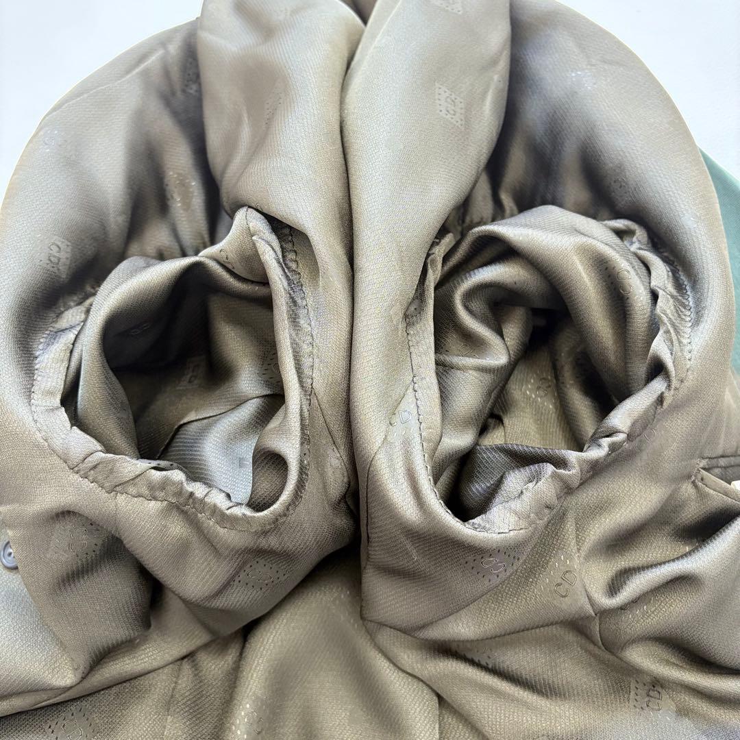 【希少】ChristianDior テーラードジャケット グリーン　総柄　微光沢