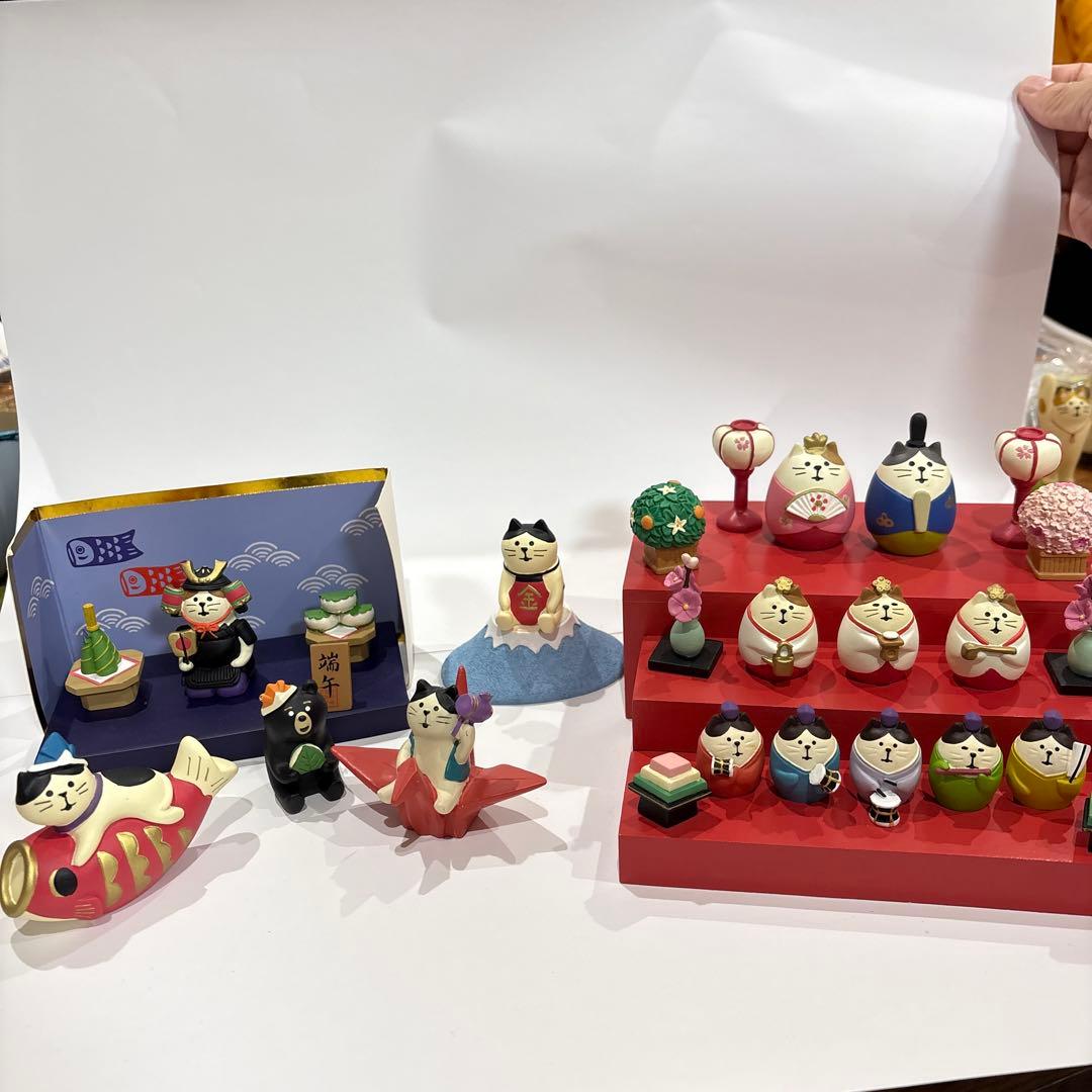 デコレ　コンコンブル　端午の節句とひな祭り　猫の置物セット