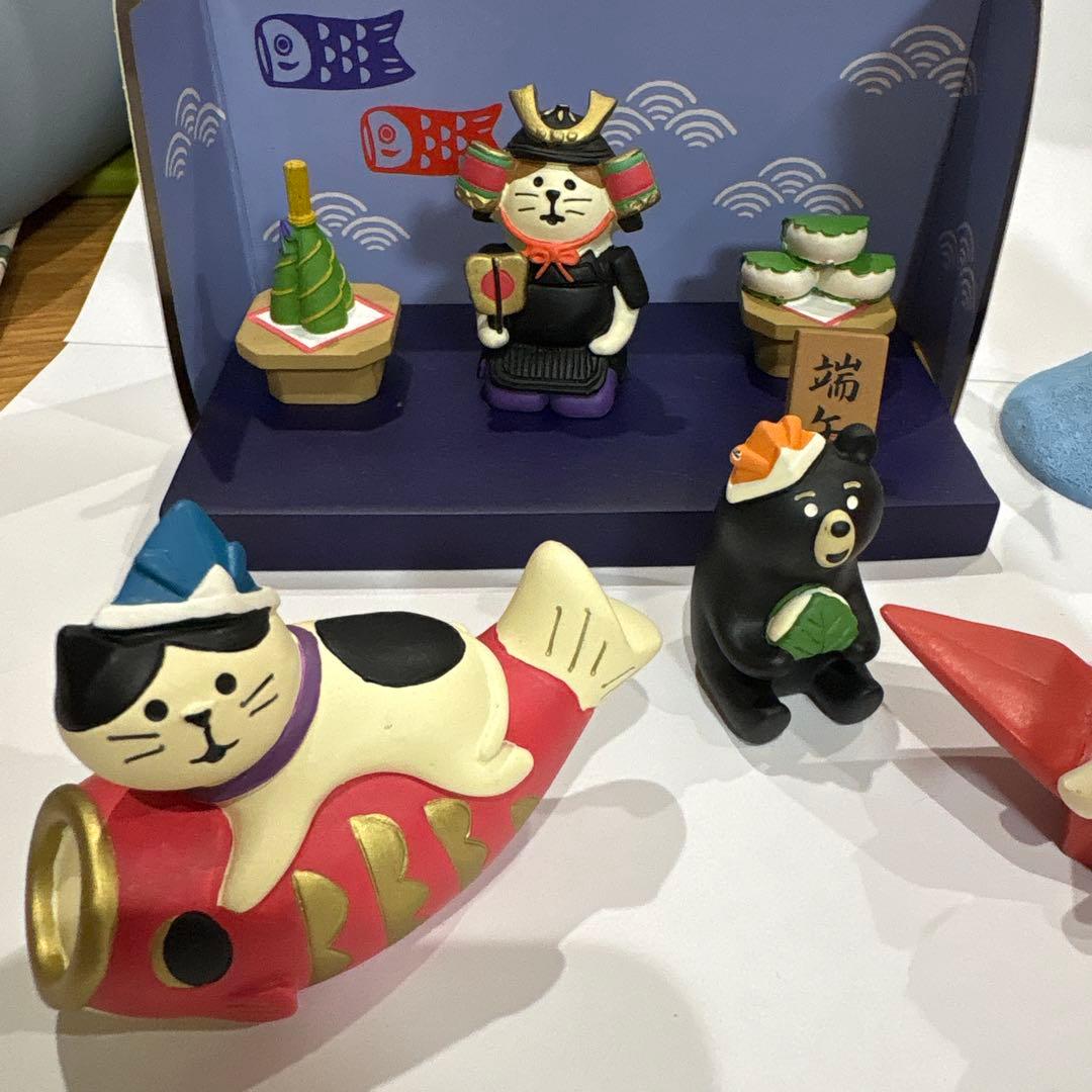デコレ　コンコンブル　端午の節句とひな祭り　猫の置物セット