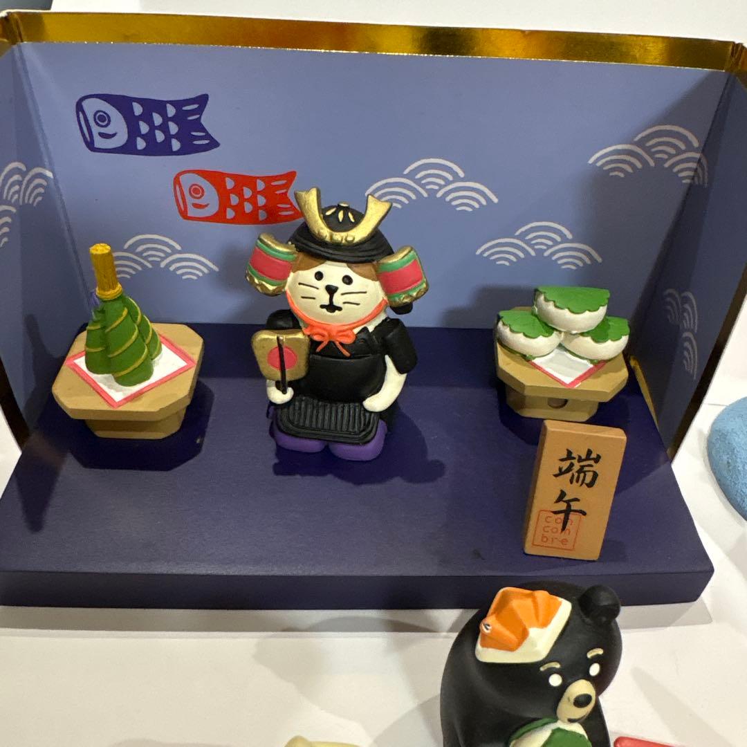 デコレ　コンコンブル　端午の節句とひな祭り　猫の置物セット