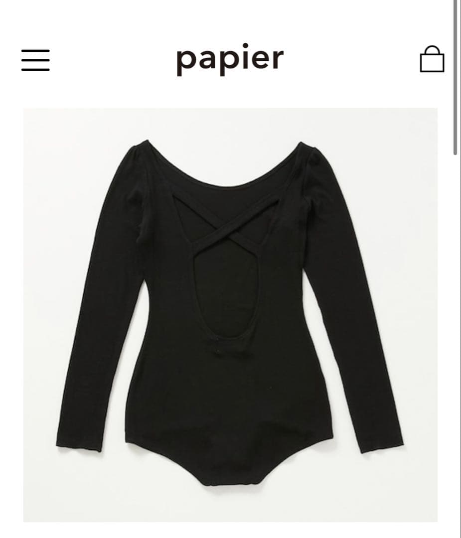 【専用】ブラック クロスデザイン 長袖ボディスーツ Papier