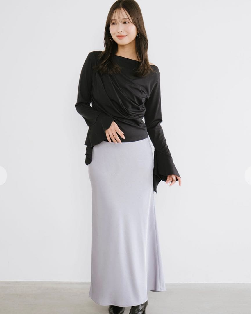 【タグ付き未使用】Aimeine　ドレープネックカフススリーブトップス　エメイン