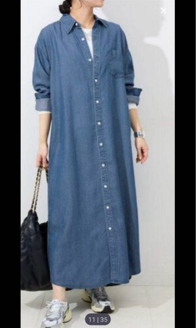 専用 未使用品 タグ付き スローブイエナ デニムライク シャツワンピース