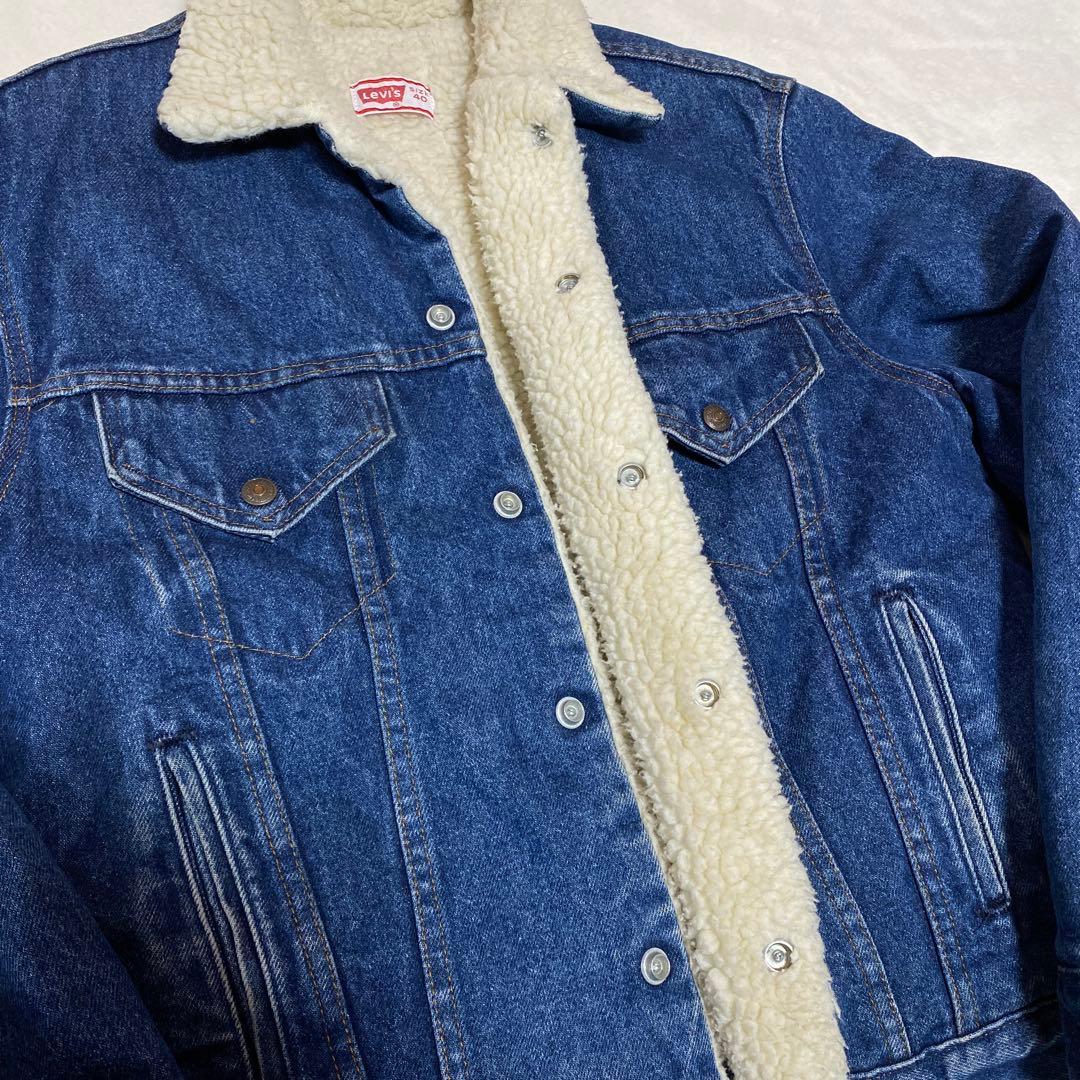 極美品　濃紺　リーバイス Levi's USA製 ボア デニムジャケット 80s