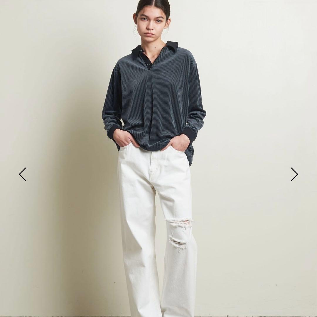 attisession ベロアボーダーポロシャツ【美品】