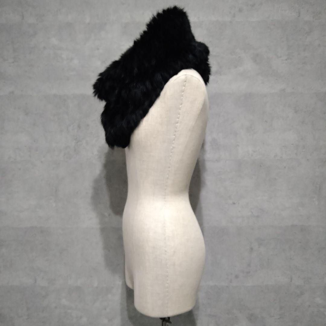 【美品】HELMUT LANG リアルファースヌード ネックウォーマー 黒