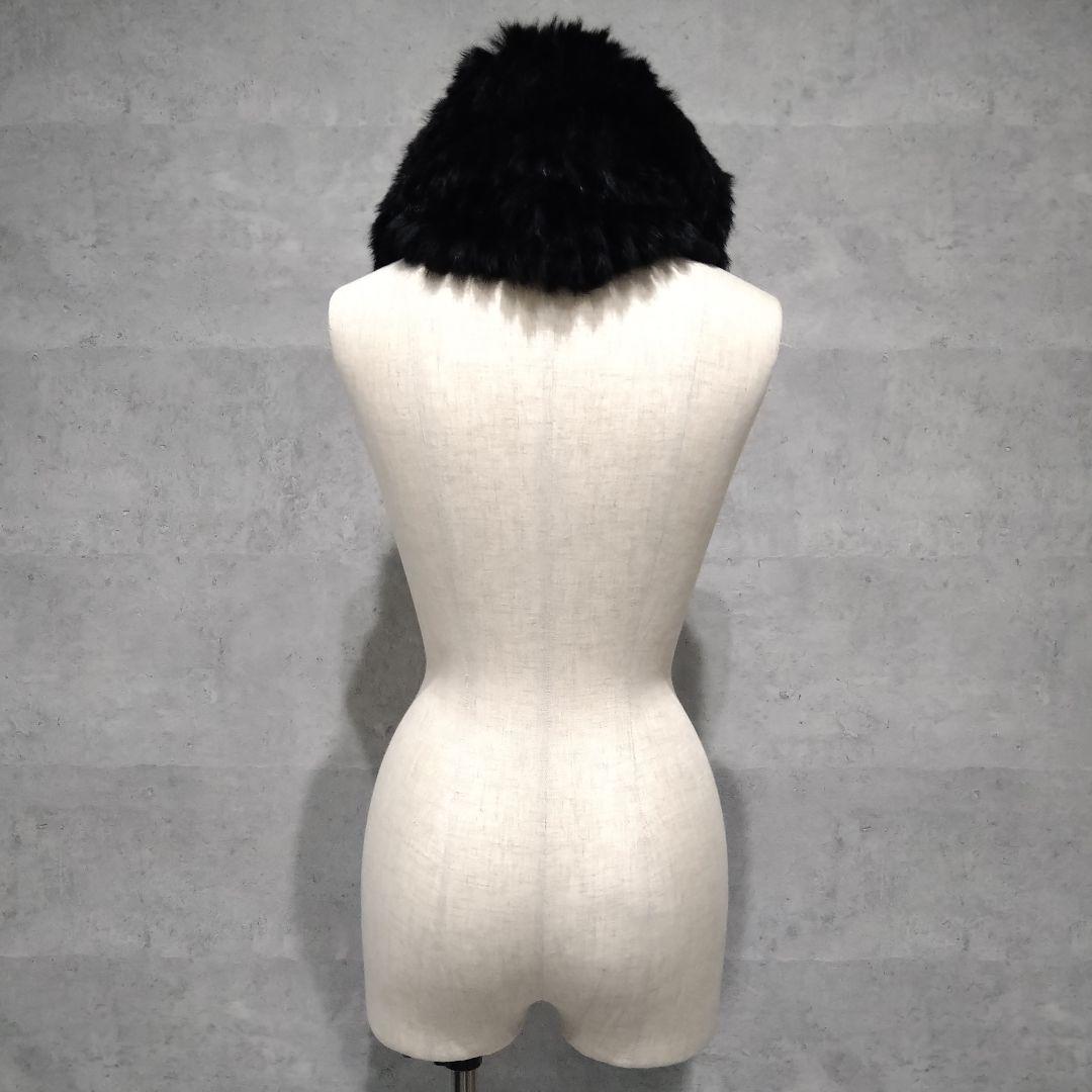 【美品】HELMUT LANG リアルファースヌード ネックウォーマー 黒