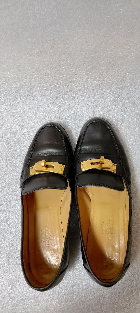 HERMES　ローファーヒール 　36 1/2 ブラック23.5cm
